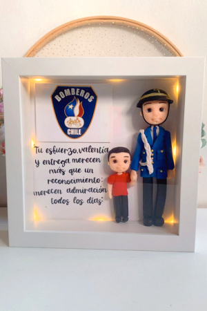 Cuadro box bombero/uniformado mas hijo/a pequeño